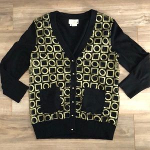 Kate Spade black cardigan gold embroidery S